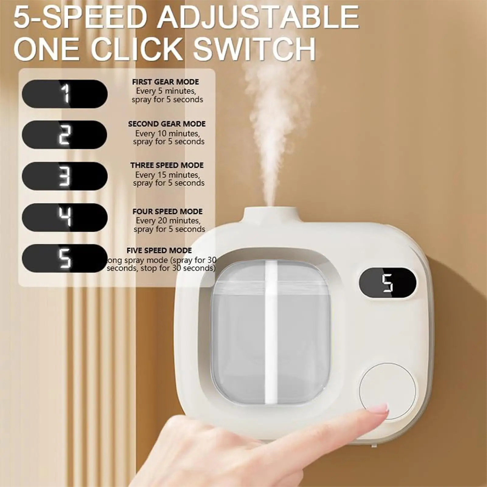 Scent Diffuser Cordless Battery Operated Waterless Fine Mist Aromatherapy Machine 5 Levels for Bedroom Office Yoga Meditation