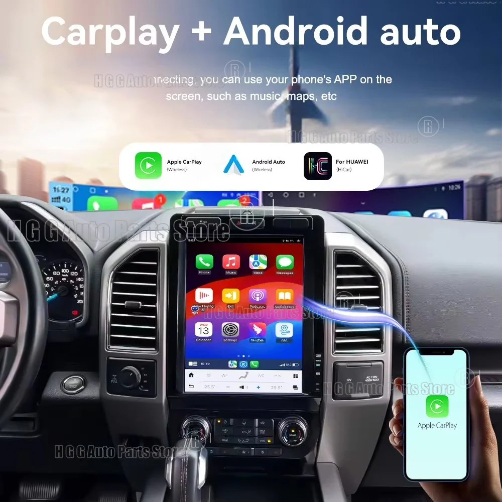 12.1 Screen Android Multimedia Player GPS Navigation For Ford F150 2015 2016 2017-2019 Vertical Audio Radio Car carplay Screen