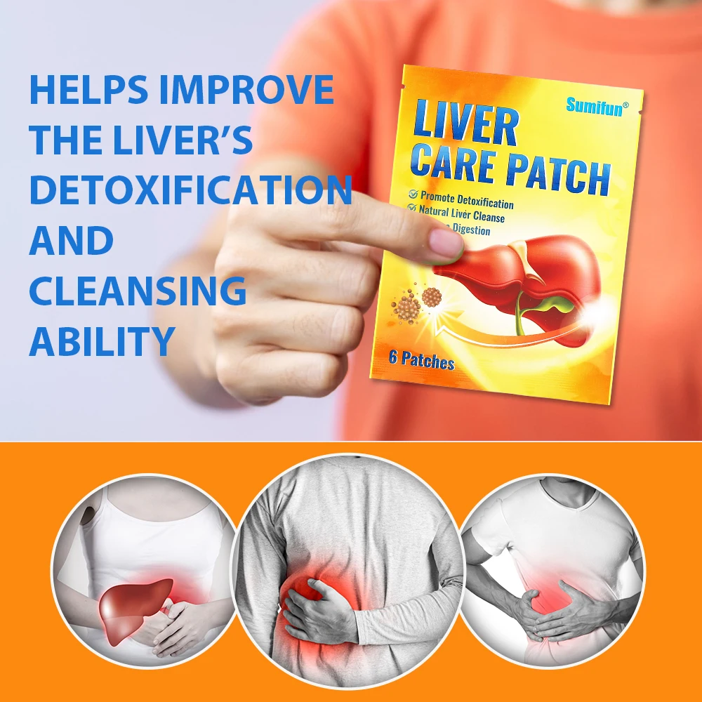 Sumifun 6pcs Liver Health Care Plaster Herbal Liver Cleanse Detox Medicine Liver Lung Health Digestion Improve Medical Patch