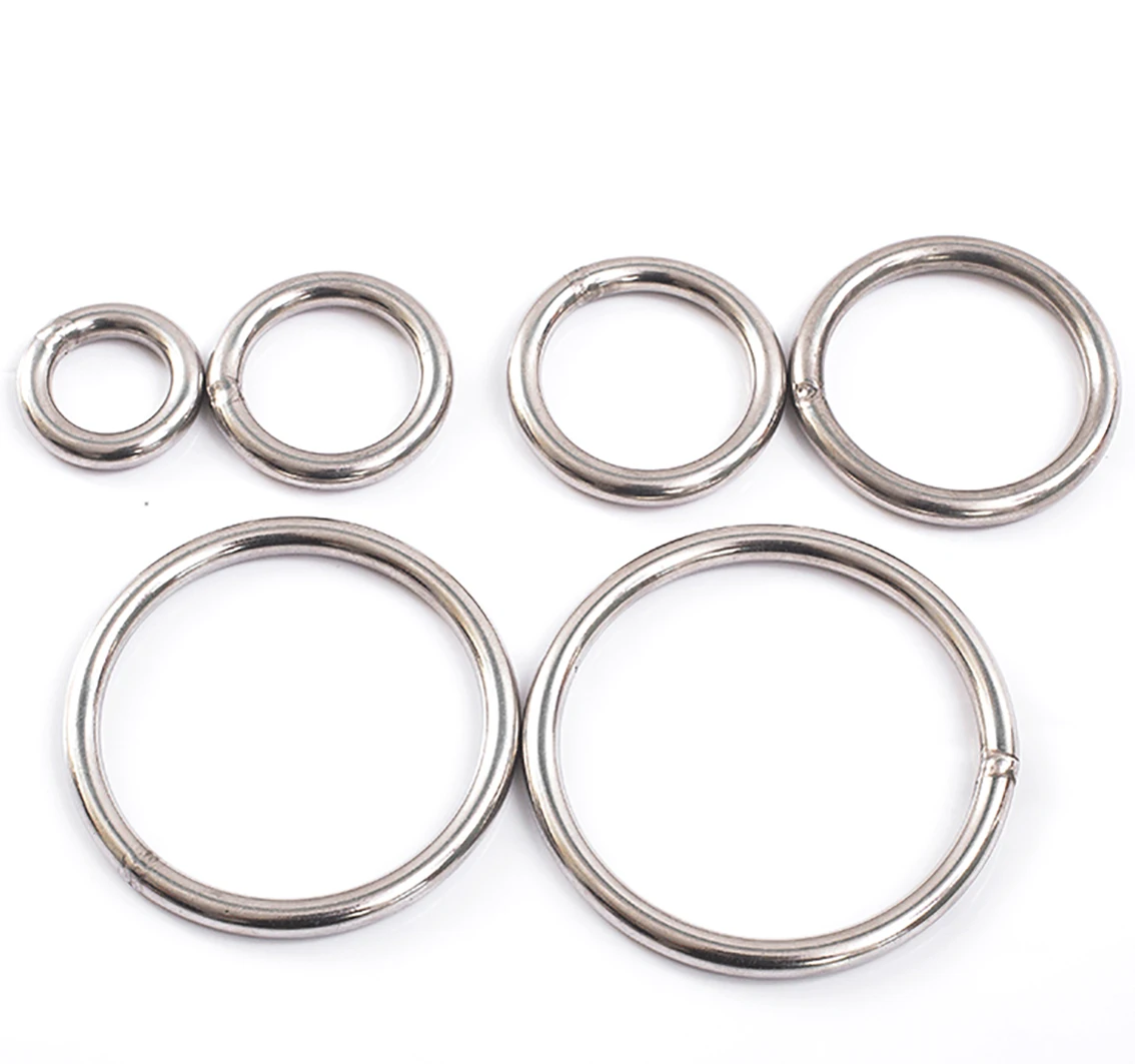 M3-M10 Heavy Duty Welded Round Rings Smooth Solid O Ring 304 Stainless Steel For Rigging Marine Boat Hammock Yoga Hanging Ring