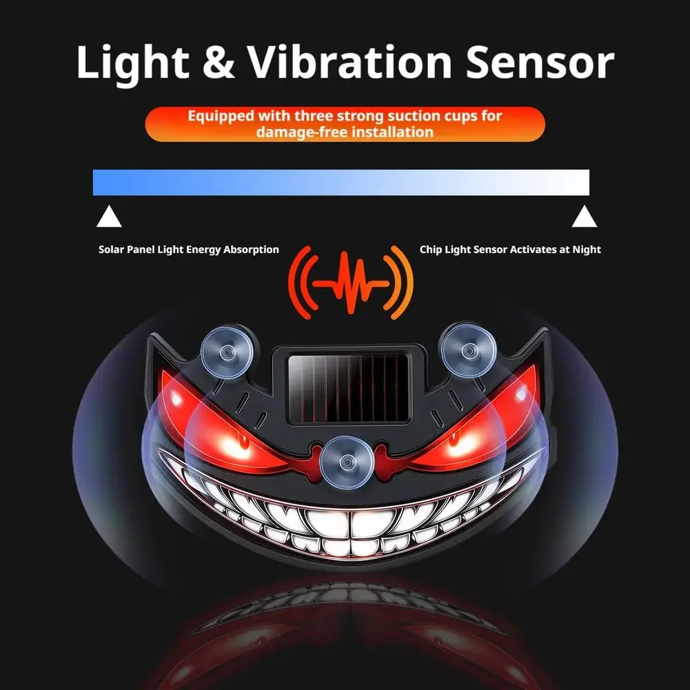 Solarbetriebenes Teufelsauge Auto-LED-Ambientelicht Coole Teufelsgesicht-Atmungslampe Heckscheiben-Warnblitzlicht Dekoration – Detail 16