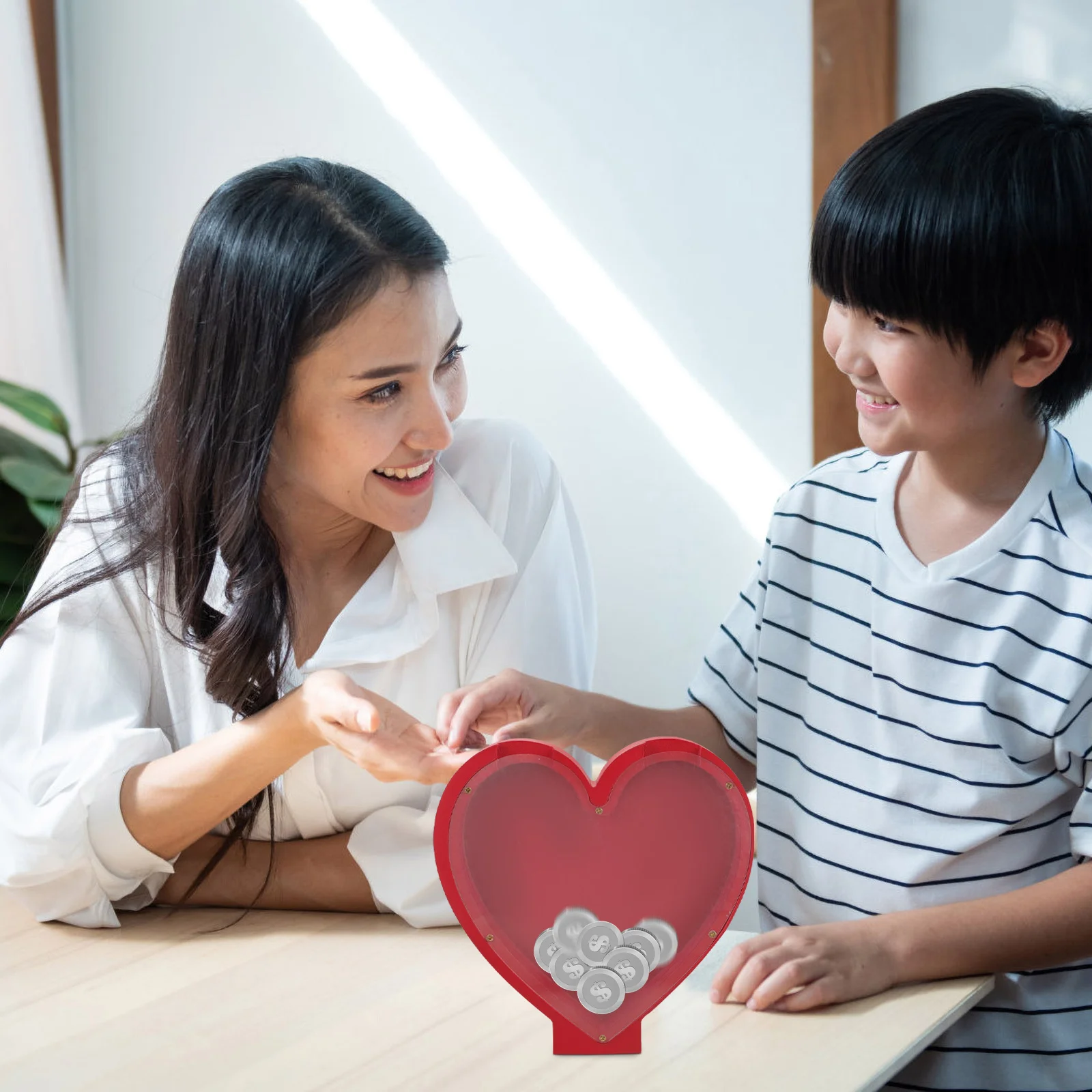 

Heart Shaped Piggy Bank Plastic Money Savings Box For Kids Children Birthday Gift Cash Storage Jar Home Decor Decorative Money