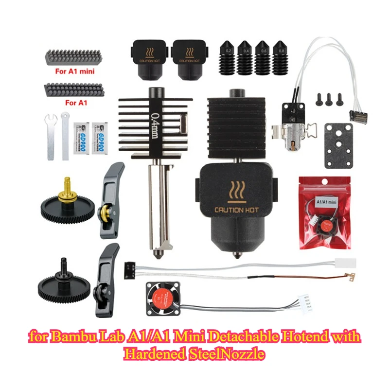 

Комплект для обновления Bambu Lab A1 Mini Hotend — быстросменное сопло из закаленной стали, съемный, устойчивый к истиранию сборка для 3D-принтера