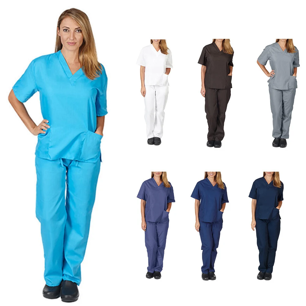 

Medical Suits V-neck Nursing Scrub Uniform Nurse Uniform Salon Spa Pet Grooming Institution Work Clothes Short Sleeve Tops Pants