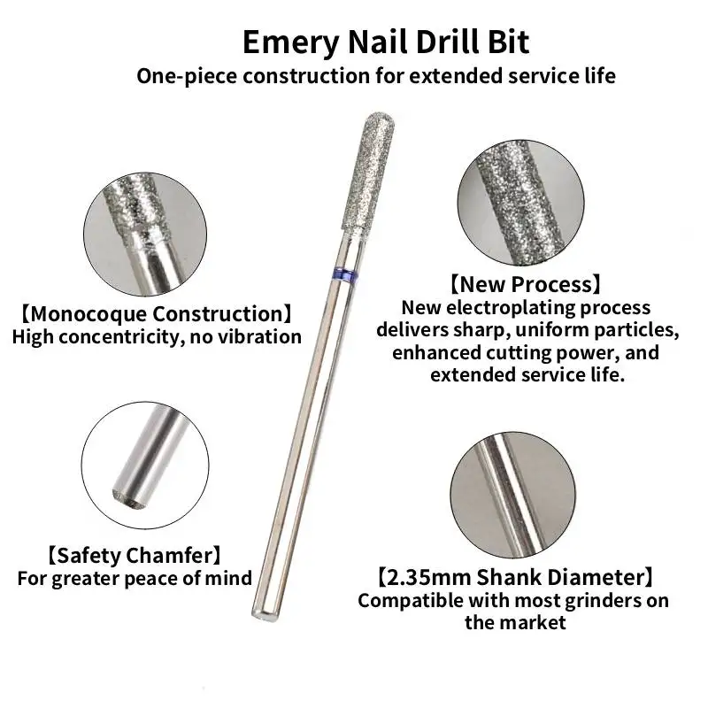 5 pezzi set di punte per trapano per unghie diamantate 3/32 "fresa per accessori per manicure pedicure accessori per macchine per trapano per unghie elettrico