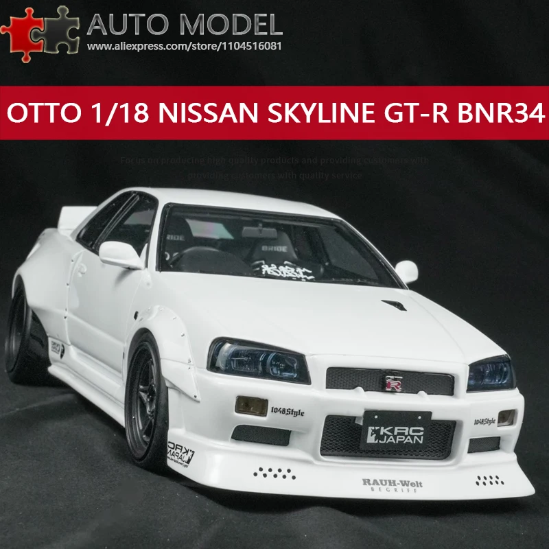 

Nissan Skyline Gt-R Gtr Bnr34 Krc Modified Car Simulation Resin Car Model Low-Profile Otto 1:18 Die-Cast Scale Static Model Adult Toy Boy Gift Japanese Sports Car