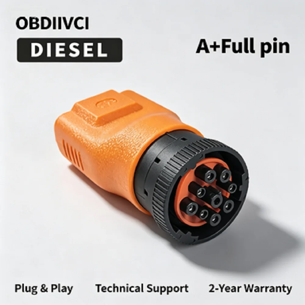

A+ Grade 9Pin OBD2 Diagnostic Adapter Cable for Heavy Duty Diesel Truck Repair Scanner Tool