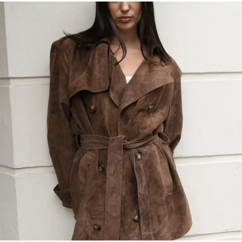 

KNOW DREAM Stylish Elegant Woolen Trench Coat With Classic Double Breasted Design Traf Exquisite Button Details A Graceful Belt