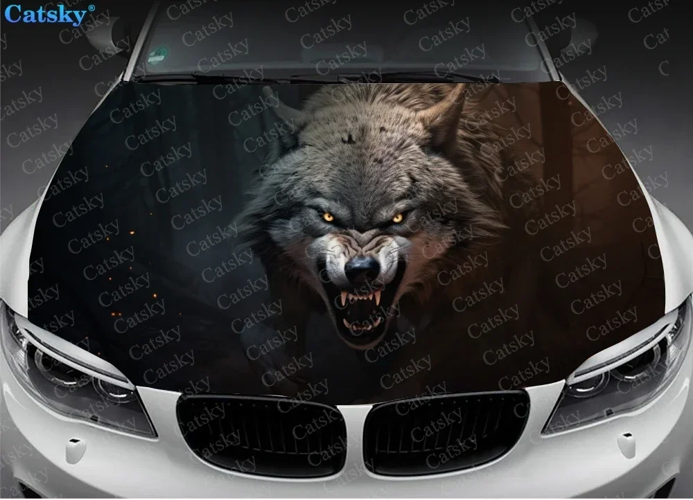 Wild Animals Fantasy Wolf Car Hood Vinyl Stickers Wrap Vinyl Film Engine Cover Decals Sticker Universal Car Hood Protective Film