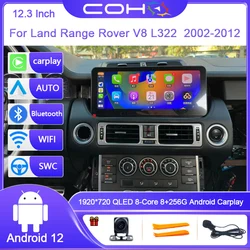 For Land Rover Range V8 L322 2002~2012 Android 12.0 Octa Core 8+256G 12.3 inch Car Multimedia Player Stereo Receiver Radio