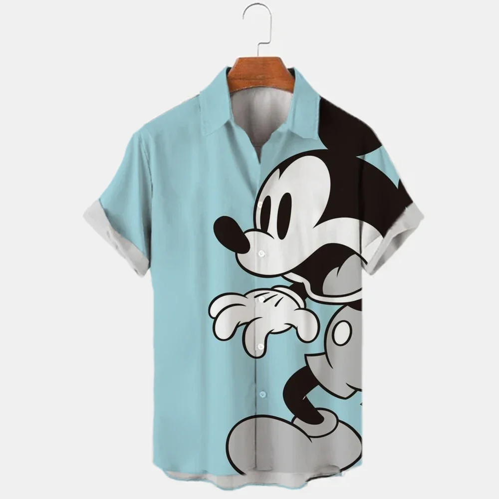 Camicie 3d nuove di zecca Mens Disney Mickey Mouse Street top Cute Cartoon camicie stampate 3d camicie moda Casual da uomo 2023