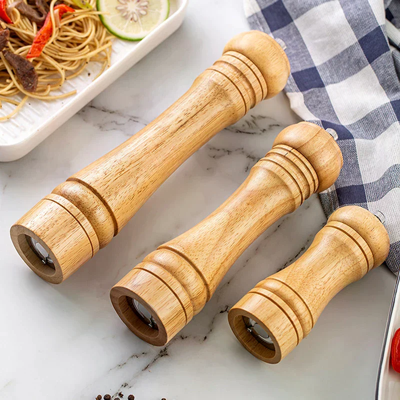 NEW Wood Pepper Grinder Pepper Mill,Adjustable Coarseness 6/8/10 Inch Wooden Peppermill, Ceramic Grinding Mechanism Salt Mill