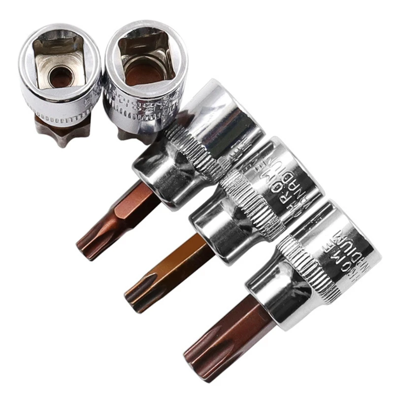 3/8" 1/4" Star Hexagonal Torx Bit Socket Vanadium Steel Wrenches Nut Driver Drill Bit Sleeve Tools 11Pcs