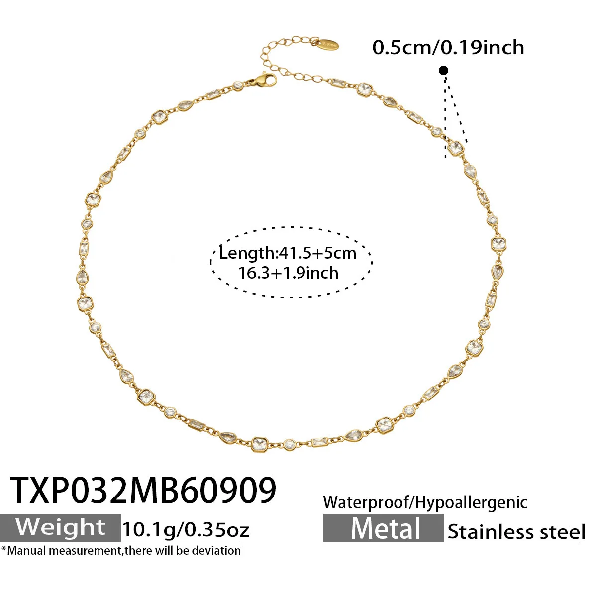 Boho Bunte Zirkon Halskette Armband 18k Vergoldetes Edelstahl Schmuckset für Damen Zierliches Party-Schmuckset – Detail 8