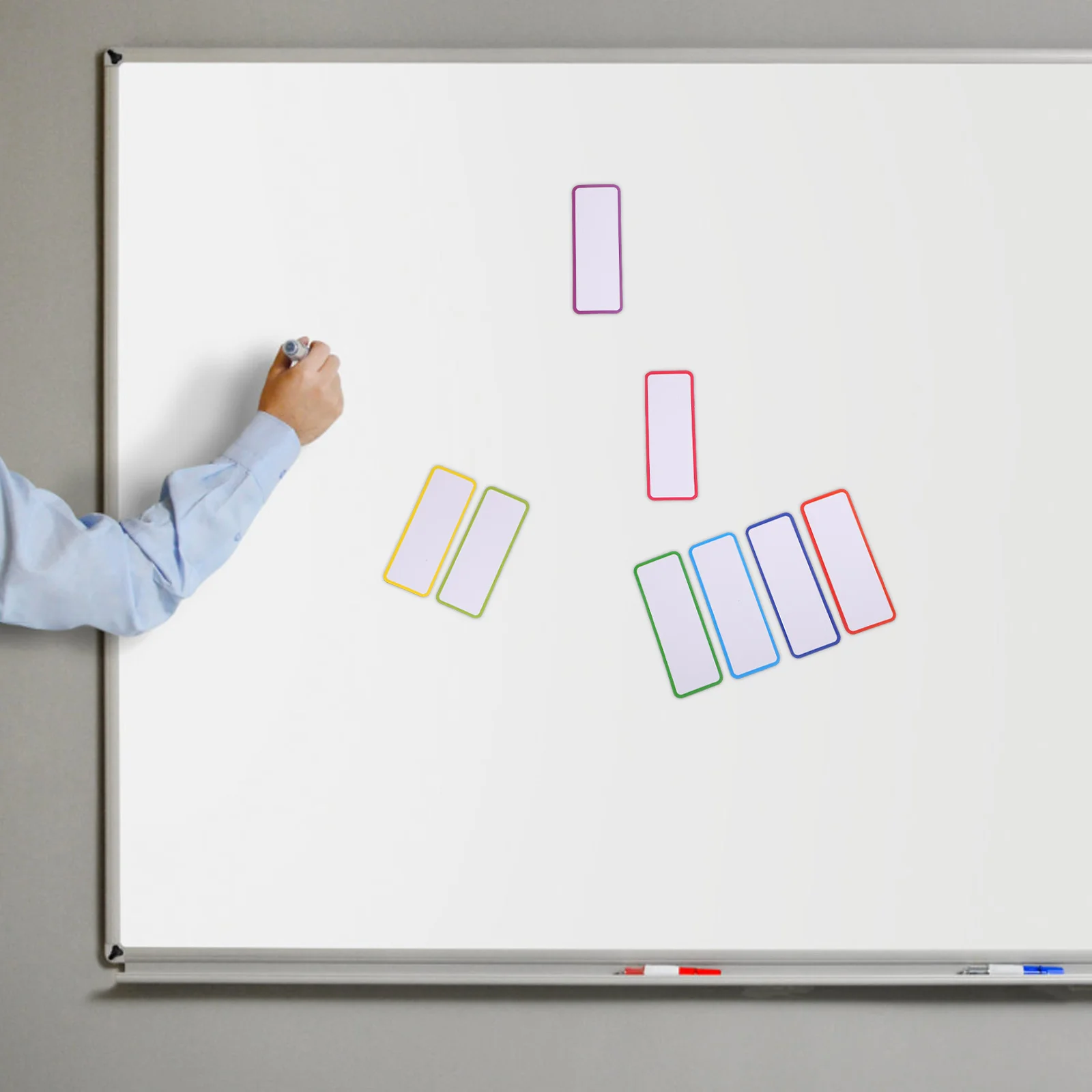 54 قطعة ملصقات مغناطيسية قابلة لإعادة الاستخدام شرائط قابلة للمسح الجاف للكتابة للسبورة البيضاء منظم خزانة الثلاجة علامات الاسم المرنة لوحة التسمية #4