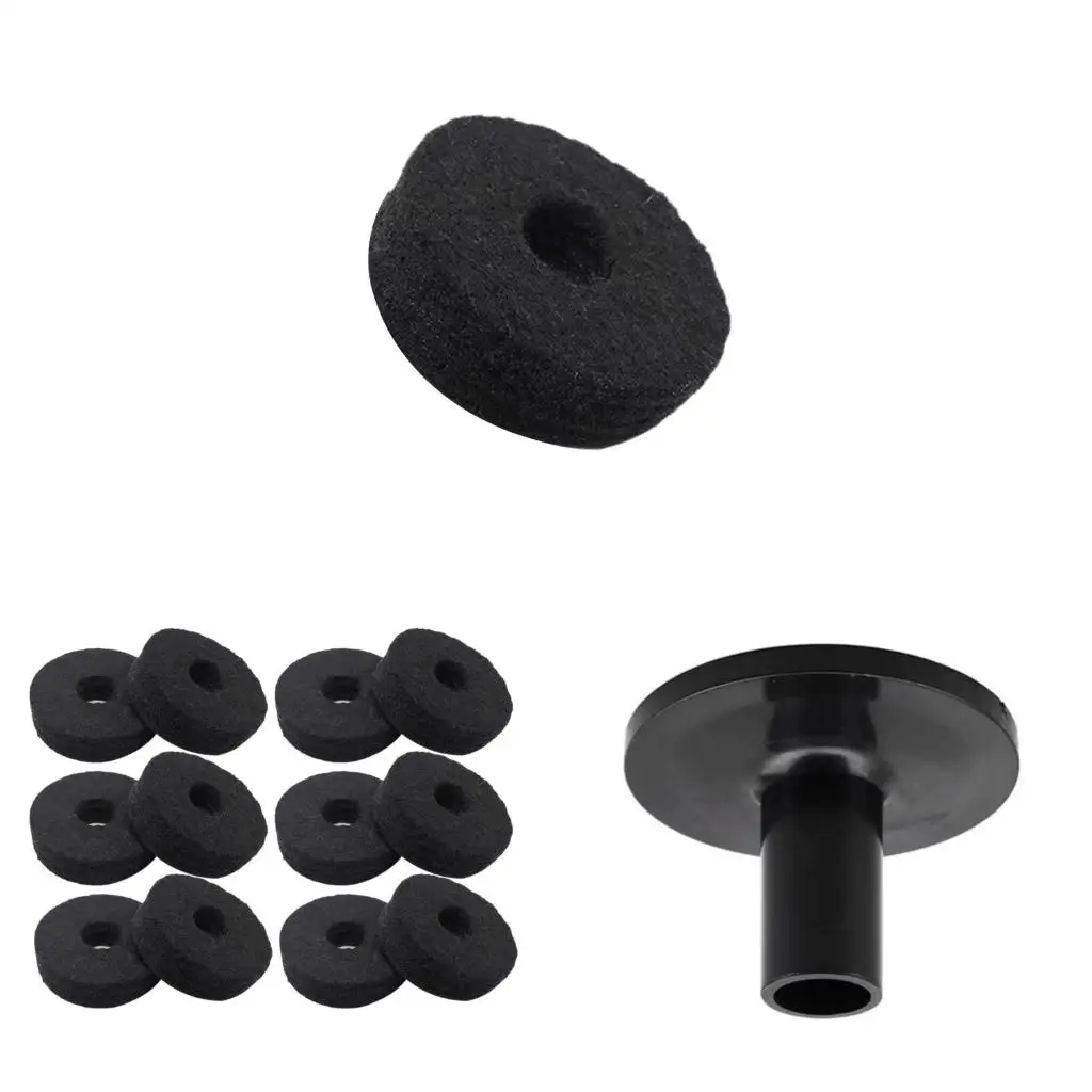 Q39E 38mm Set of Black Cymbal Stand Sleeves Felt Washer Pads and Cymbal Stand Sleeves