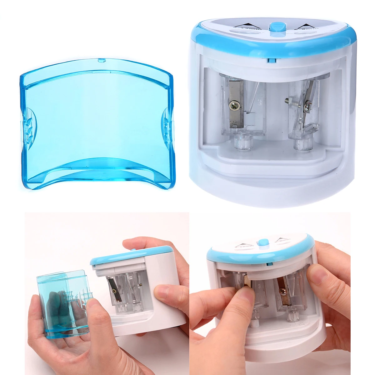 Electric Dual Hole Automatic For 6-8Mm 9-12Mm Pencils 3-5S Fast Sharpening Student Artist Office School Use For Pencel Dual