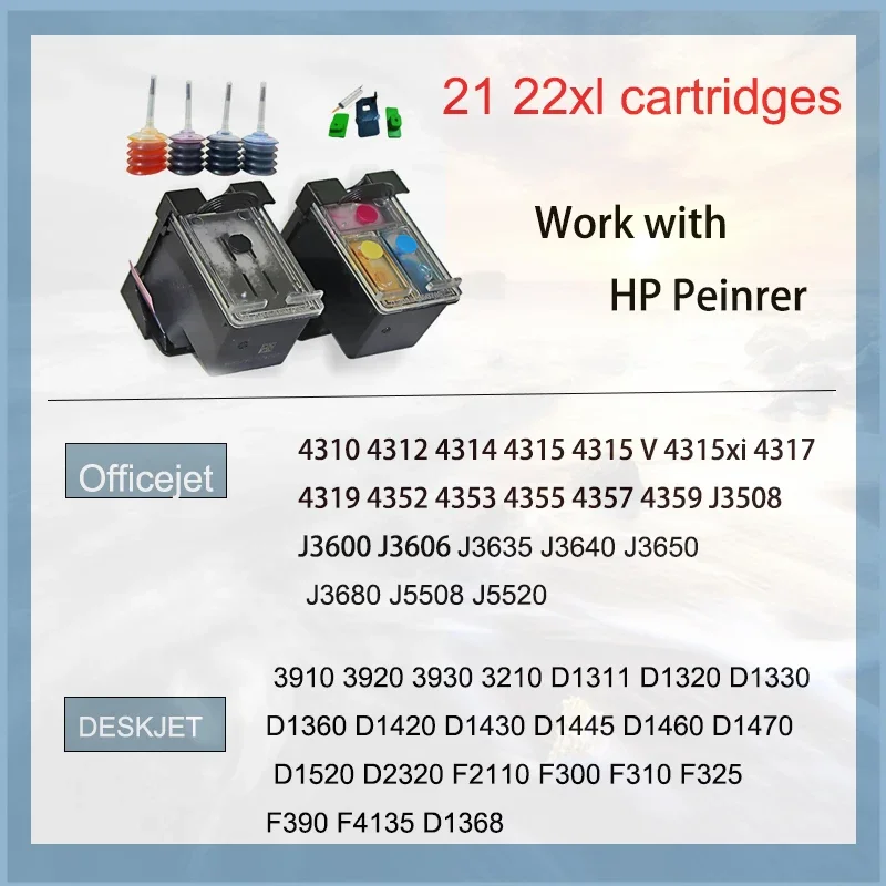 Vilaxh 21 22 XL Replacement Ink Cartridge for HP 21 22 21XL 22XL HP21 Deskjet F2180 F2280 F4180 F2200 F380 380 printer