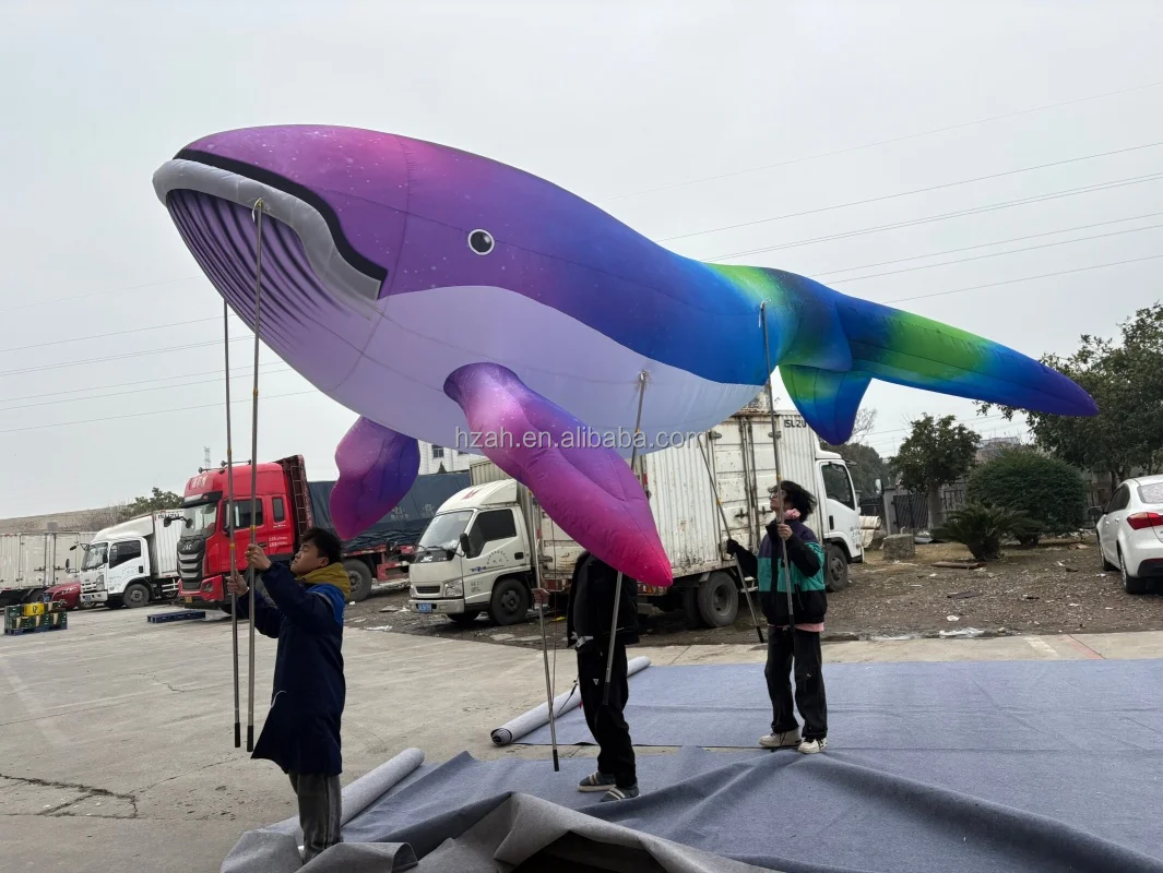 Big Huge Oxford Inflatable Durable LED Light Whale Balloon for Outdoor Parades & Performances