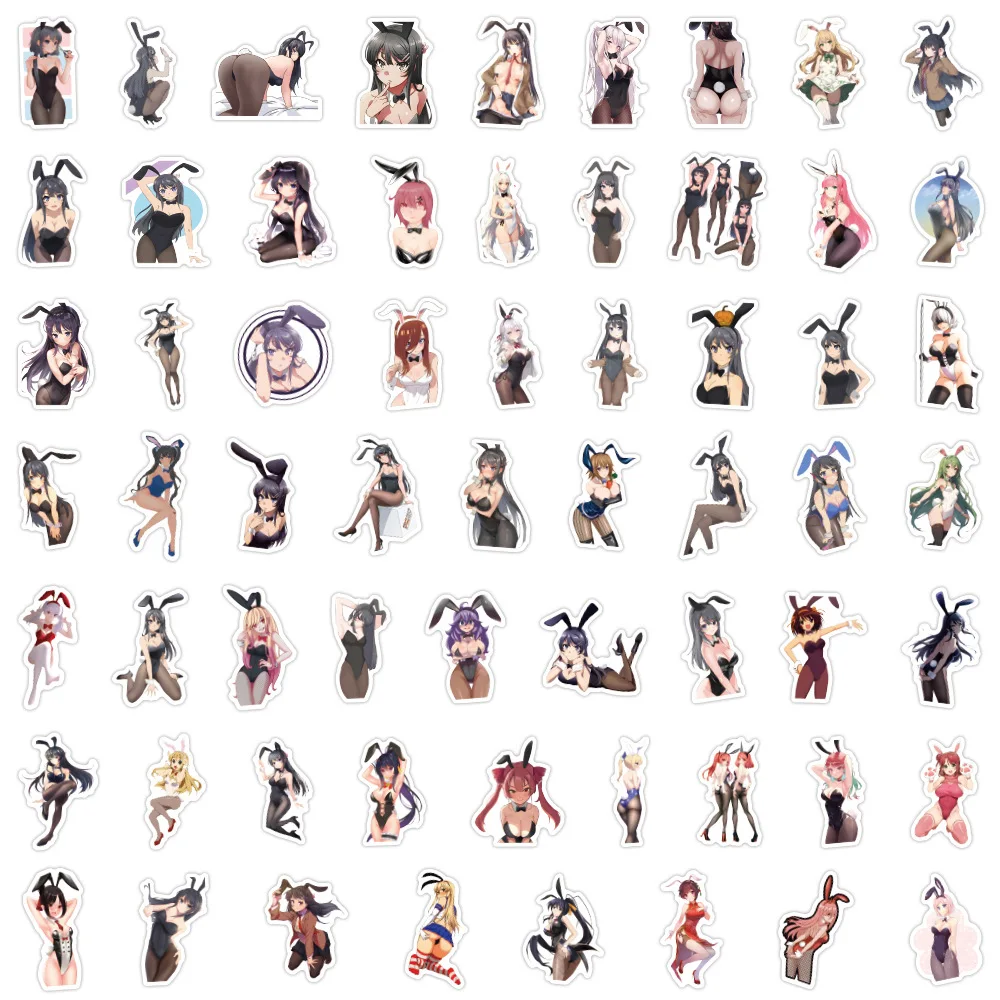 10/30/60PCS Sexy Bunny Girl Anime Stickers Cartoon Rabbit Decals Stationery Ipad Phone Case DIY Sticker Journal Scrapbooking