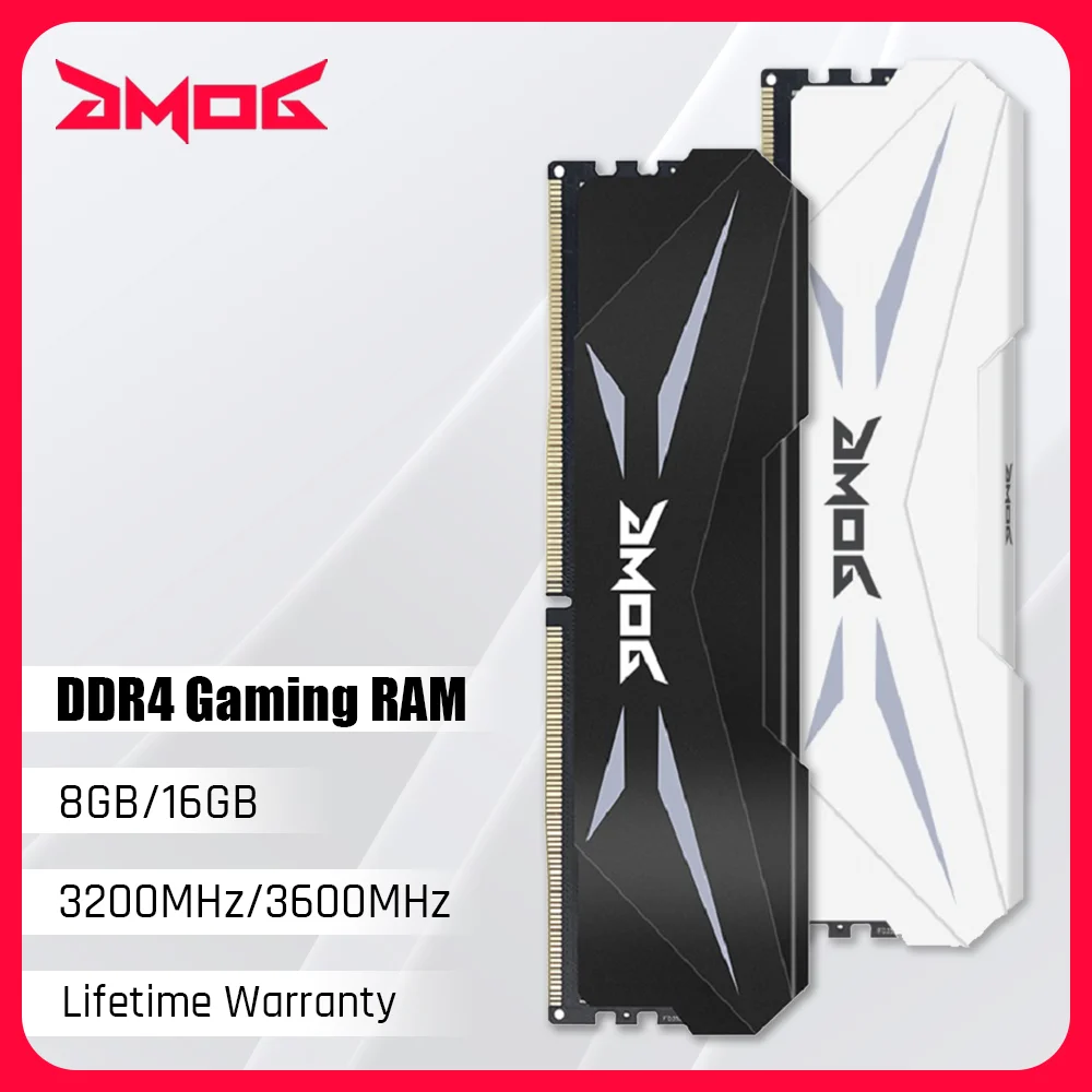 

GMOG Desktop DDR4 RAM Memory 8GB 16GB 3200MHz 3600MHz 288-Pin Gaming Memoria RAM DDR 4 Support XMP Heatsink ddr4 Ram for PC Game