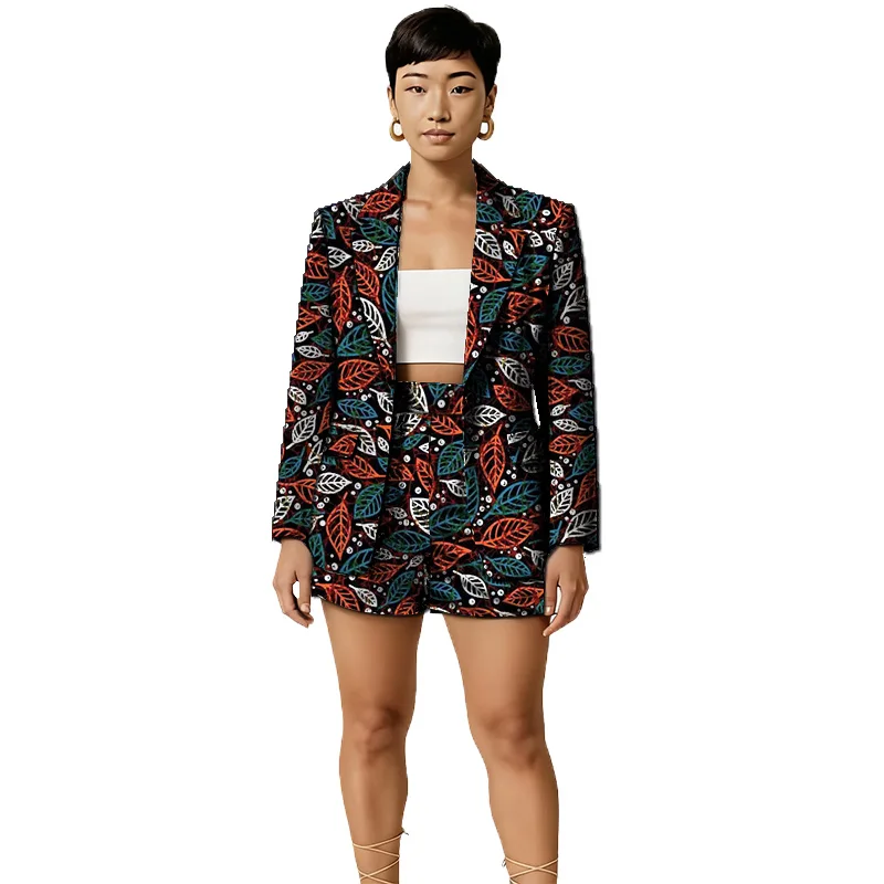 

Женский костюм от кутюр в африканском стиле с трендовым принтом, женские пиджаки, куртка с мини-шортами, элегантные красочные свадебные наряды
