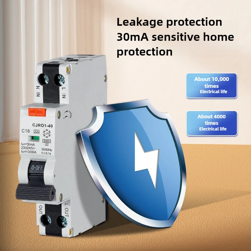 RCBO Type A Residual Automatic Circuit Breaker 1P+N DPN With Over Current Leakage Protection 30mA CJRO1-40