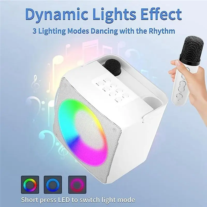 مجموعة صوت ABJV Family KTV، ميكروفون لاسلكي مزدوج، مكبر صوت كاريوكي بلوتوث محمول خارجي، أبيض