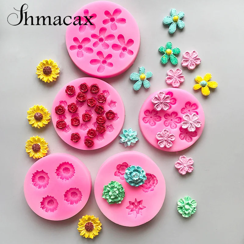 Multi-style Flower Collection Silicone Mold DIY Cake Embellished With Liquid Fondant Chocolate Decorative Kitchen Baking Mould