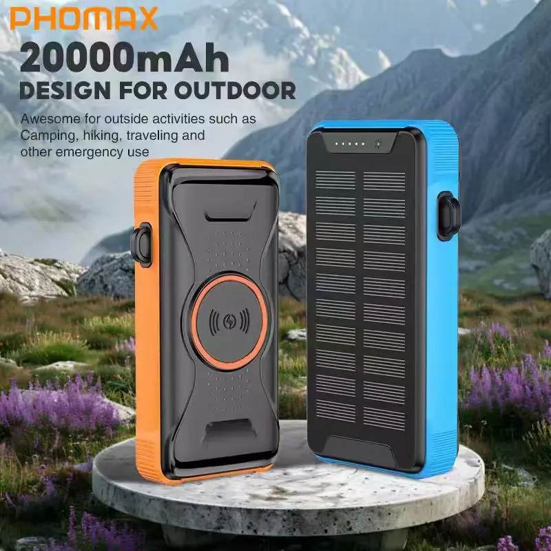

PHOMAX New Arrival 20000mAh Magnetic Power Bank Best Selling Online Splash Proof Solar Wireless Charging Portable Type