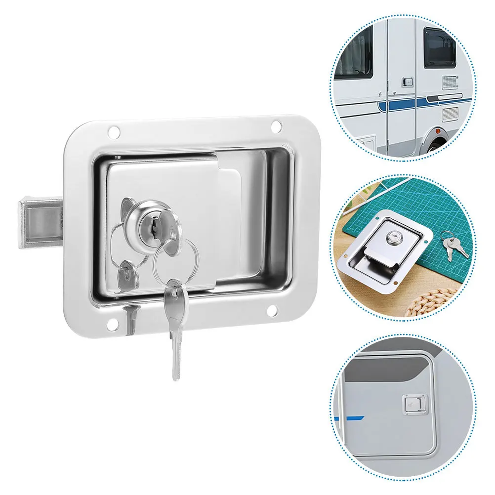 

2Pcs Stainless Steel Flush Mount Trailer Door Paddle Lock Heavy Duty Toolbox Rv Box Latch Replacement Box Trailer Door Handle