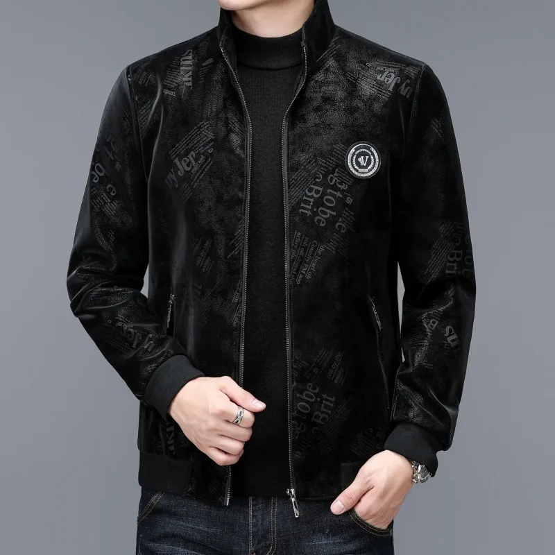 

Men's Motorcycle Leather Jacket Large Size Pocket Black Zipper Stand Collar Slim Spring and Autumn High Quality Pu Coat L-4Xl