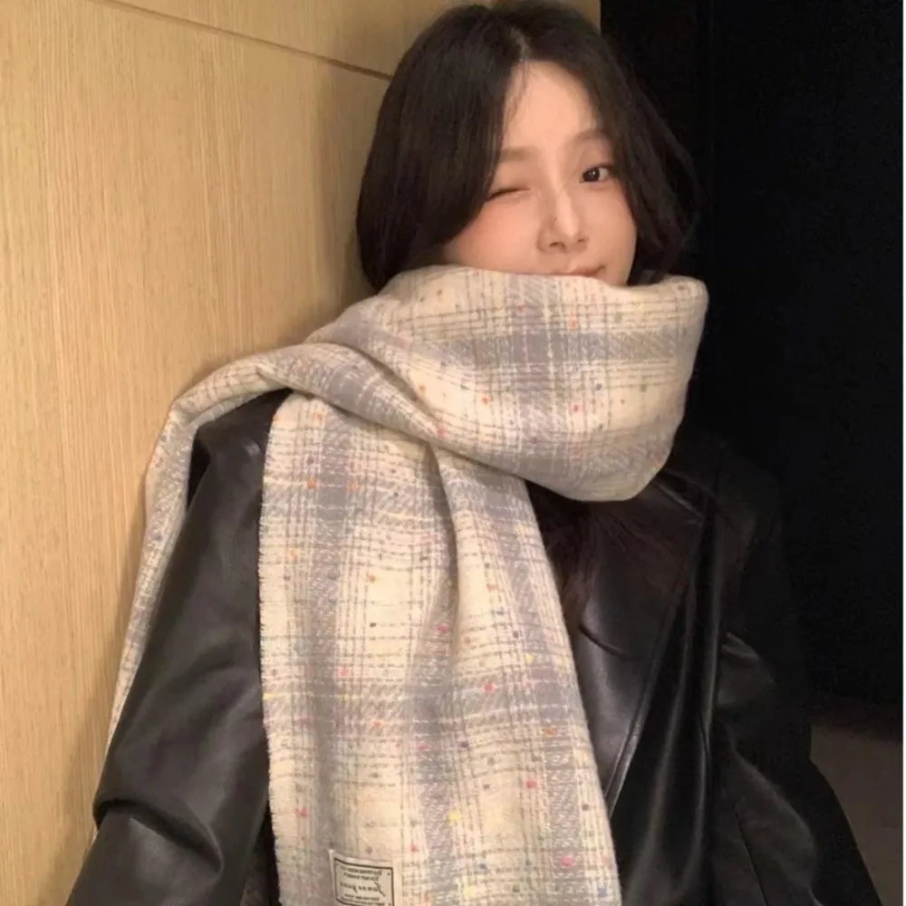 

Fashion Windproof Winter Plaid Scarf Coldproof Keep Warm Long Tassel Scarves Thick Cashmere Shawl Women