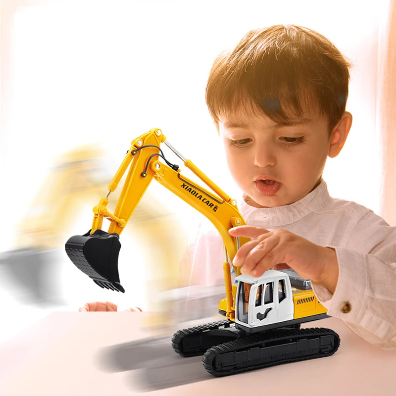 Children's Alloy Excavator Toy Car Model Boy Simulation Engineering Excavator Pull Back Car Toy Gifts