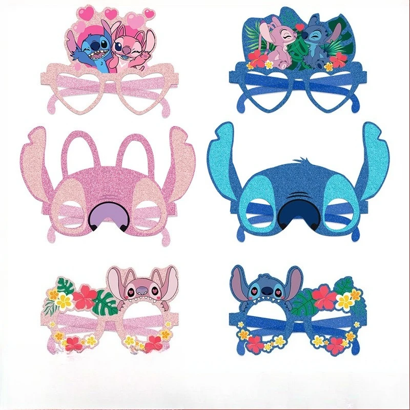 مجموعة ديزني فورزين إلسا ستيتش لتزيين أعياد الميلاد، لوازم حفلات من القش باللون الأزرق، نظارات ورقية، أقنعة زخرفية، قصة لعبة