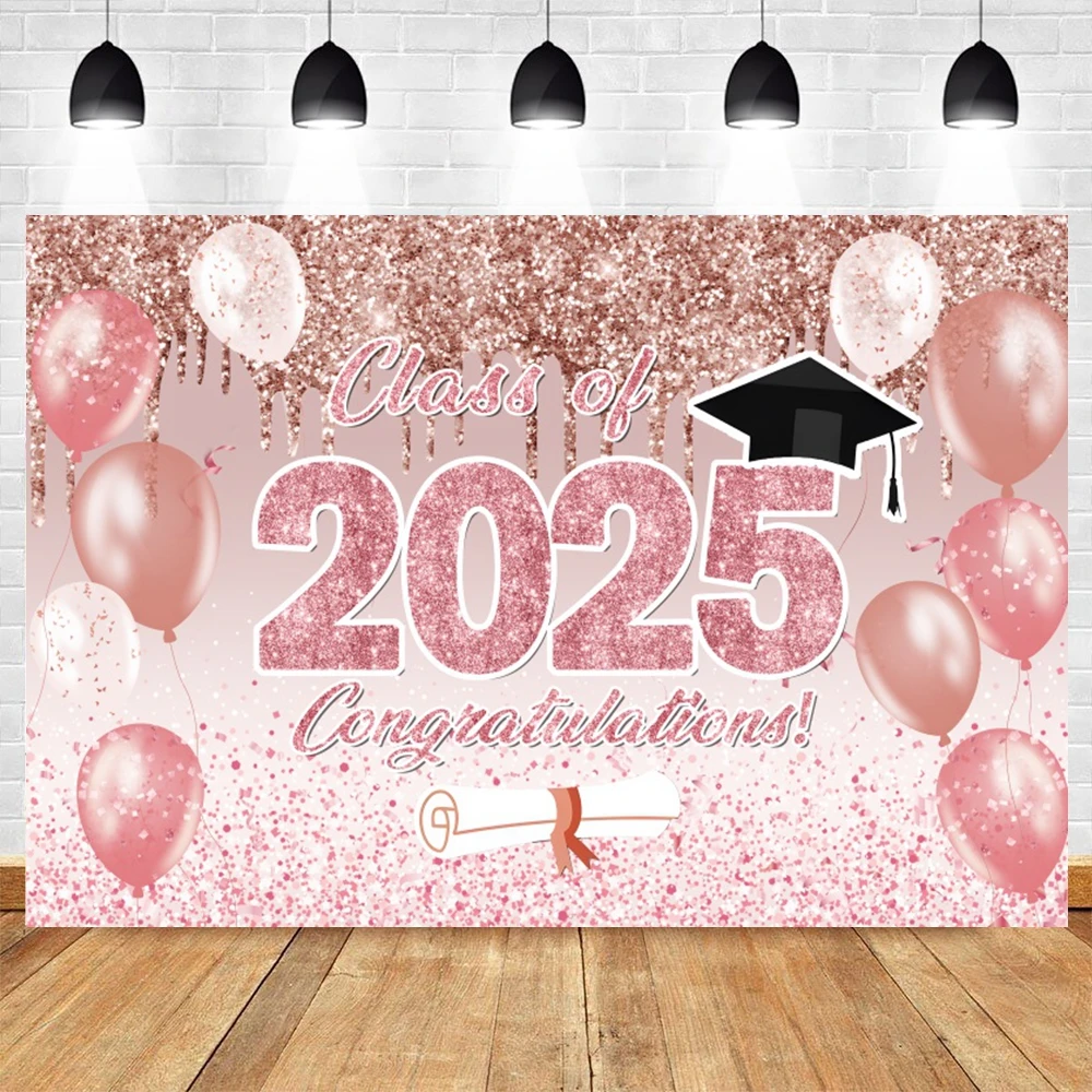 2025 formatura fotografia pano de fundo glitter balões dotalar chapéu baile de formatura retrato foto fundo photostudio