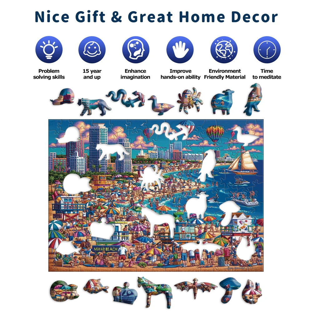 Imitation Games for Children DIY Crafts Girls Toys beach Assembly Model Kit Animal Puzzle Wood Game Boy Intelligence Puzzles