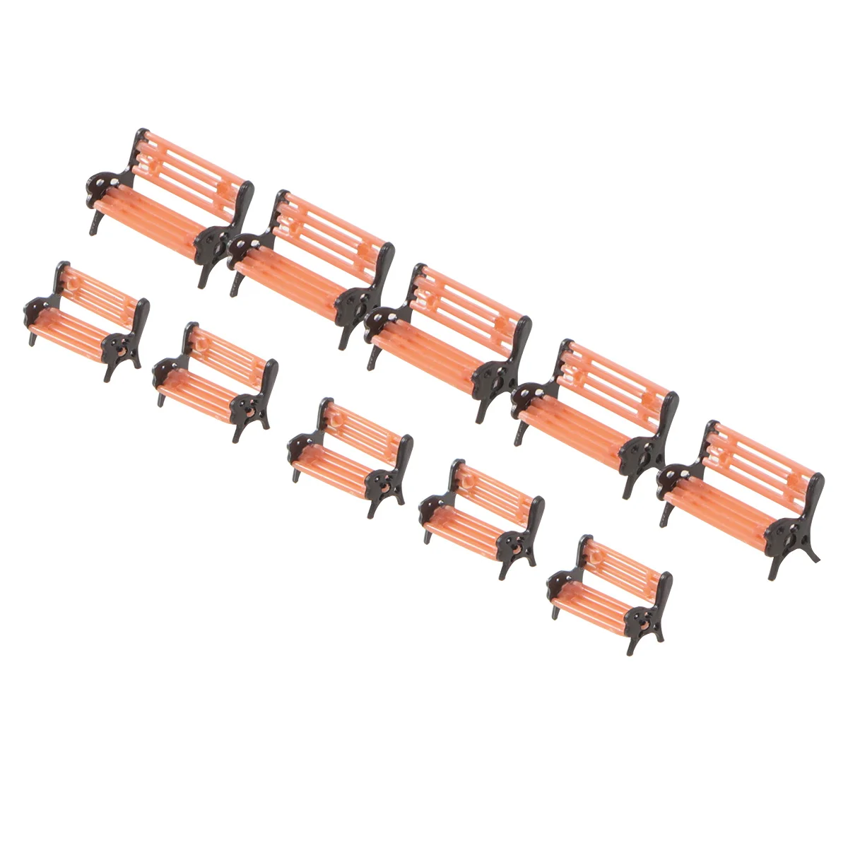 

10 Pcs Simulated Plastic Park Leisure Bench Model Chair Miniature Landscape Decors Cartoon Bench Ornaments for Desktop