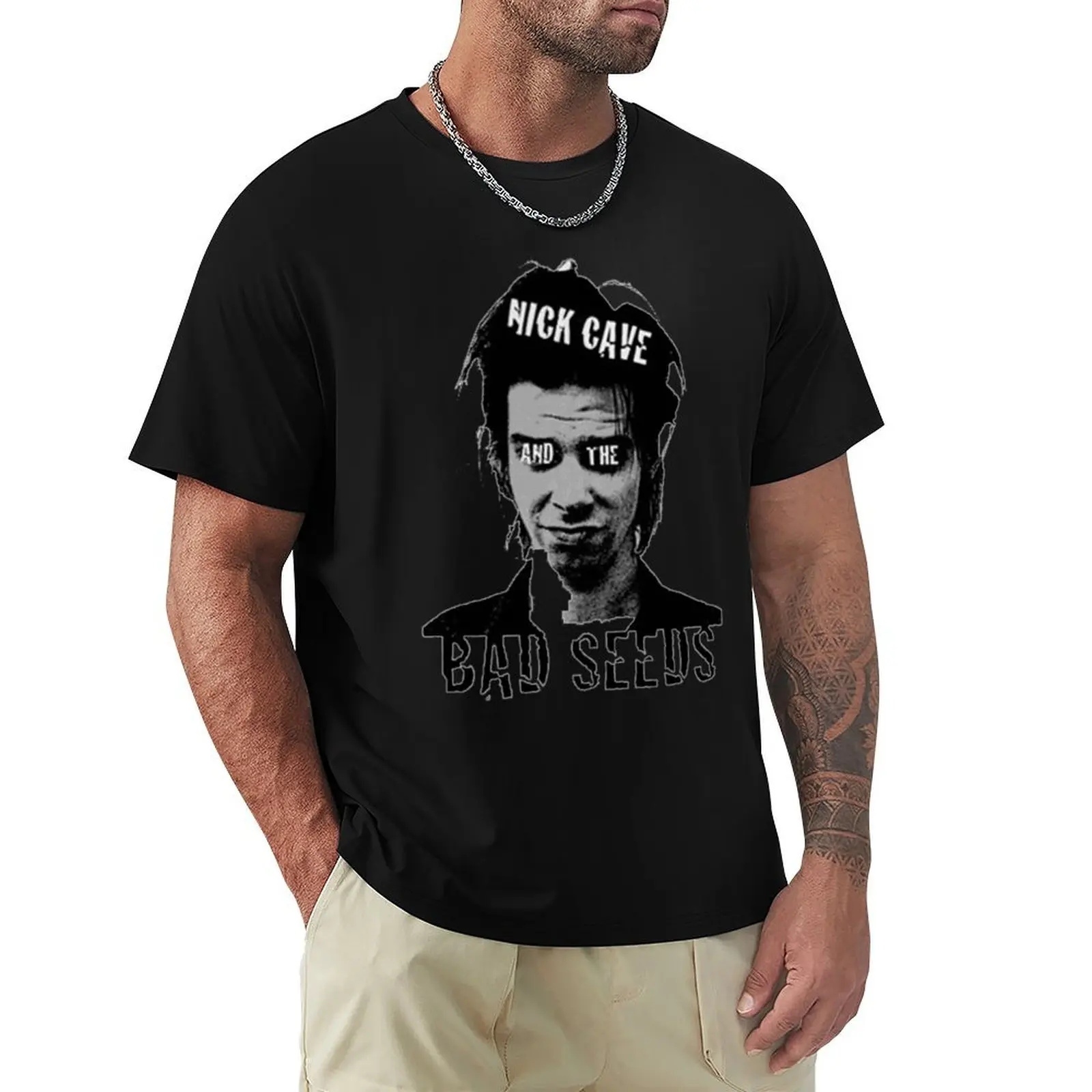 Klassisches schwarzes Nick Cave Essen T-Shirt, Basic-Kurzarm-Oberteil für die Arbeit