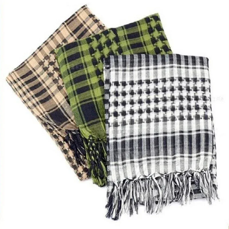 Arab Square Scarf Muslim Shawl Plaid Stripe Printed Outdoor Scarf Wind and Sand Neck Cover