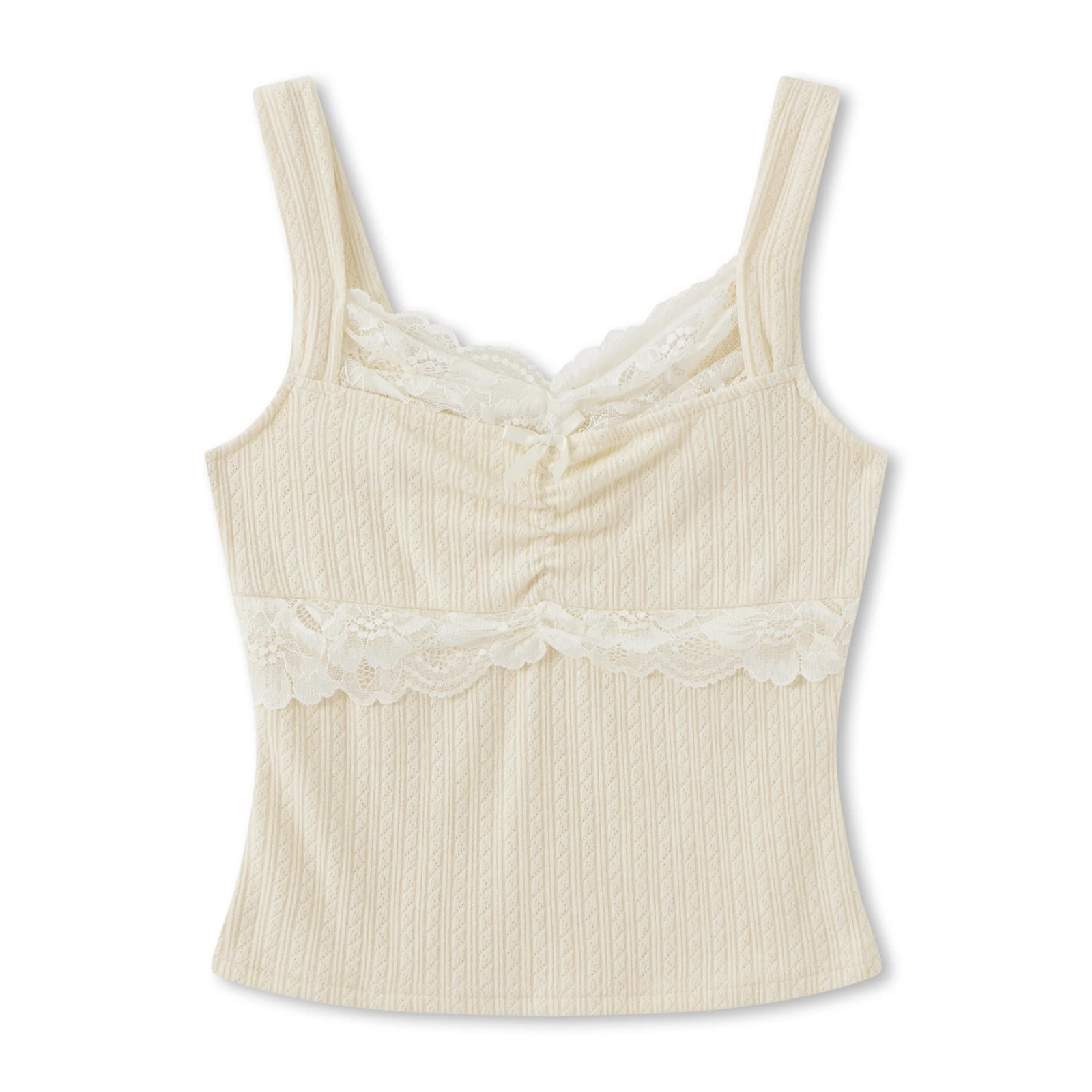 Cami-tops met kanten rand voor dames, kabelgebreid, feeëngrunge hemdje, top, coquette esthetische kleding