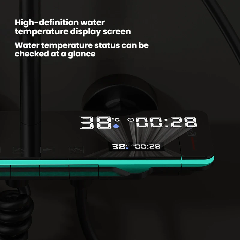 ذكي شاشة ديجيتال الحمام دش مجموعة تأثيرات الإضاءة المحيطة المنزلية مفاتيح البيانو نظام دش مضغوط مجموعة #2