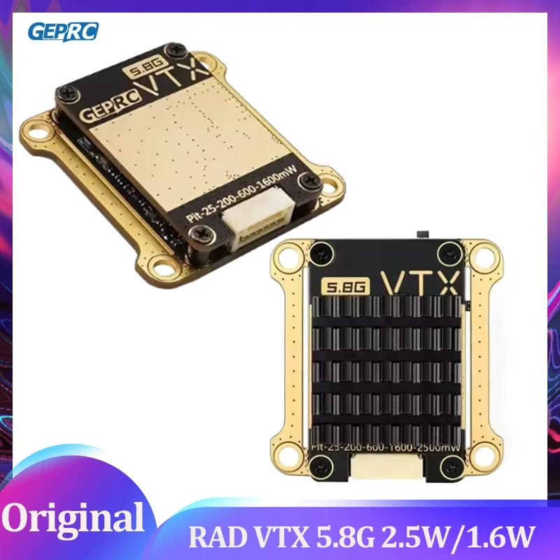 

GEPRC RAD VTX 5,8G 1,6 Вт 2,5 Вт 40 каналов PITMode 25 МВт 200 МВт 600 МВт 1600 МВт Регулируемый видеопередатчик для Mark4 LR10 MOZ7 MARK5D Аналоговый