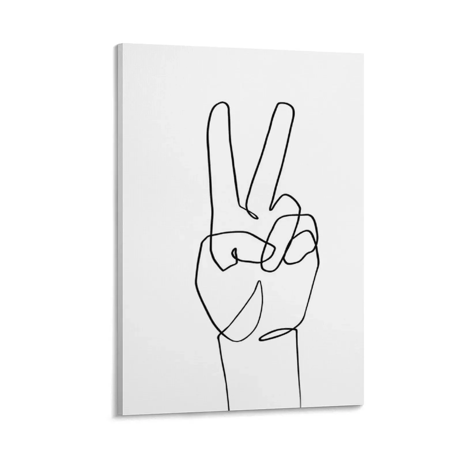 

Peace Sign Hand - One Line Art Canvas Painting poster anime vintage home decor anime room decor