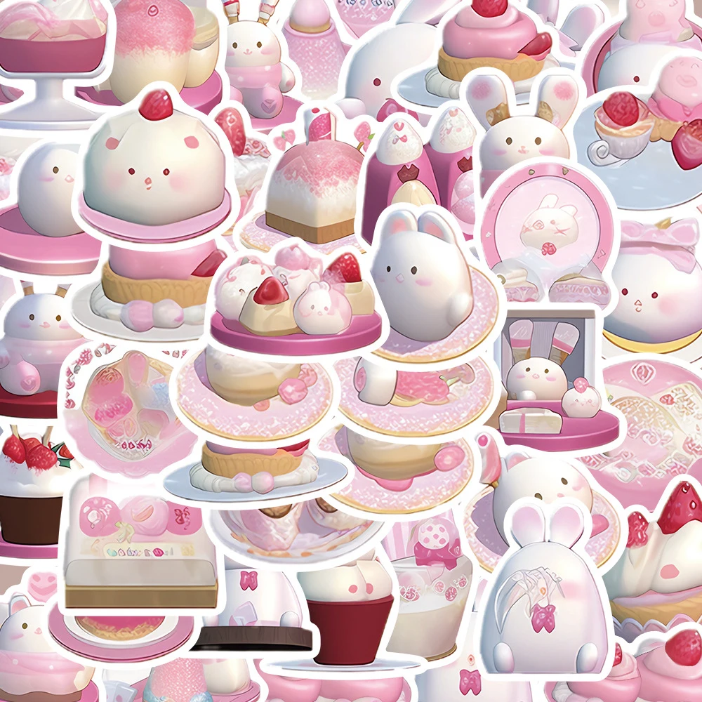 10/30/49pcs Kawaii Pink Pudding Rabbit Graffiti Stickers Aesthetic Decals Notebook Suitcase Phone Car Laptop Stationery Sticker