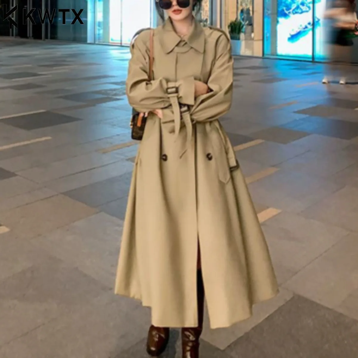 

KWTX British Trench Coat For Women Mid-Length Wrinkle-Resistant Durable Elegant Design Chic Fall Jacket For Petite Students
