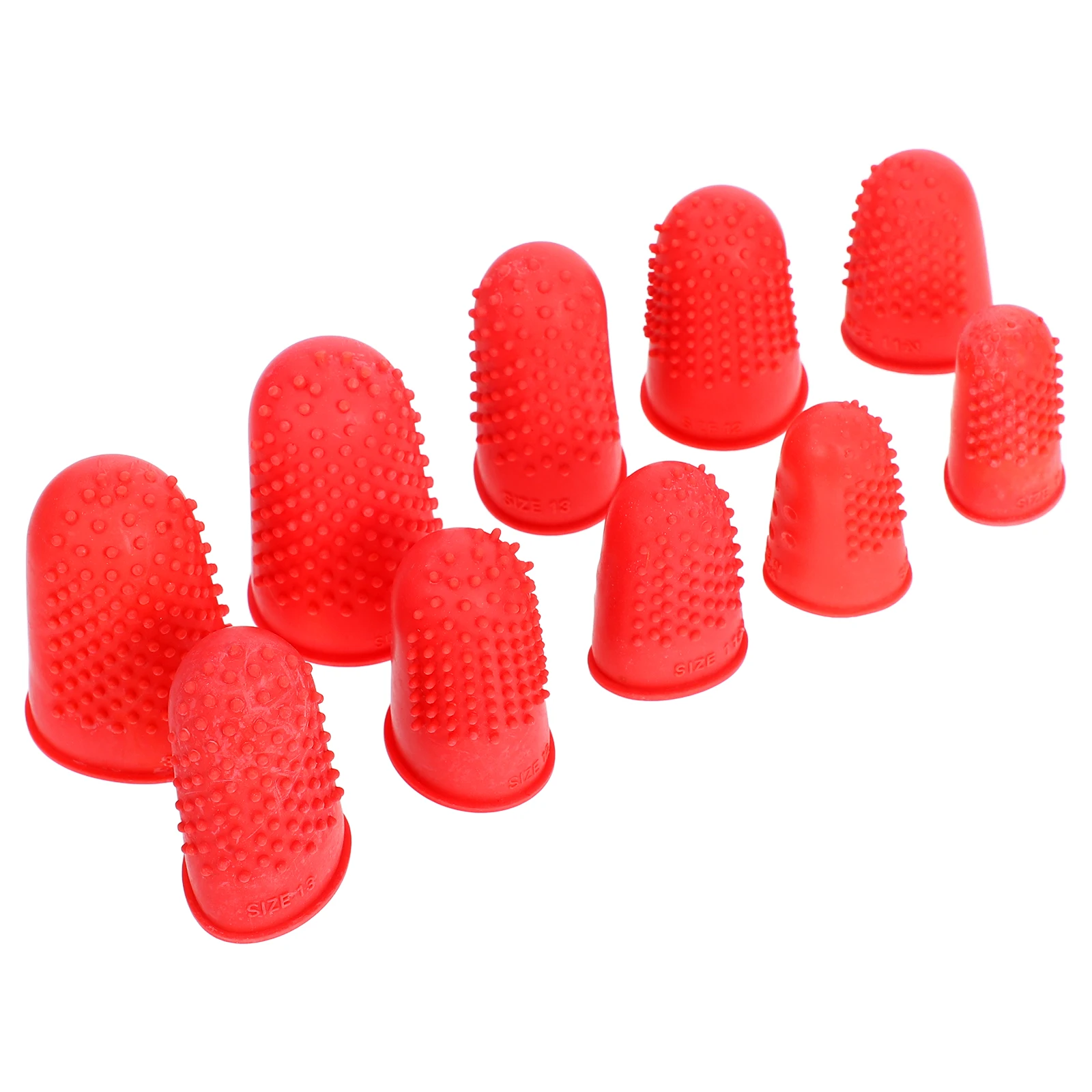 

10 Pcs Non-slip Rubber Fingers Tip Cover Protectors Crochet Guard Red Gel Protective Finger Sleeves Durable Breathable Antislip