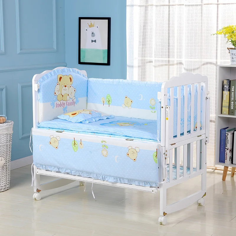 5pcs/set Infant Bedding Set Cotton Newborn Baby Crib Bumpers Safety Bed Fence Protector Baby Room Decor Bedding Bumpers