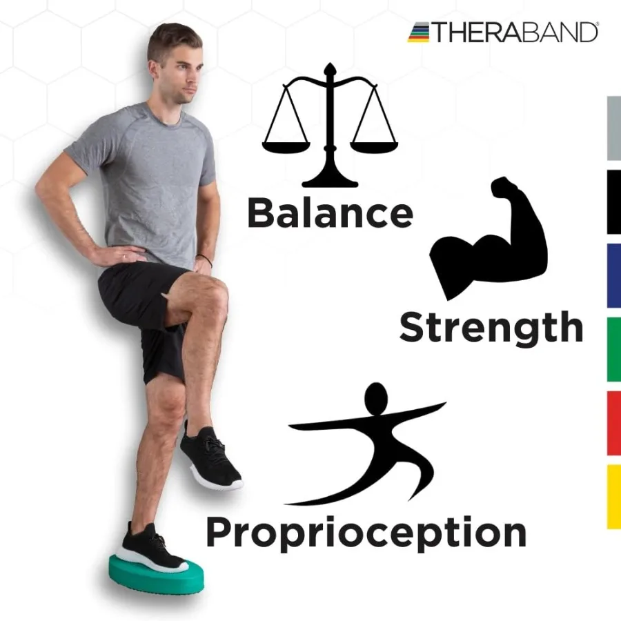 وسادة تدريب الثبات من THERABAND، مدرب التوازن الأخضر للمبتدئين ووسادة تمايل للتوازن وتقوية الأساسية Reha