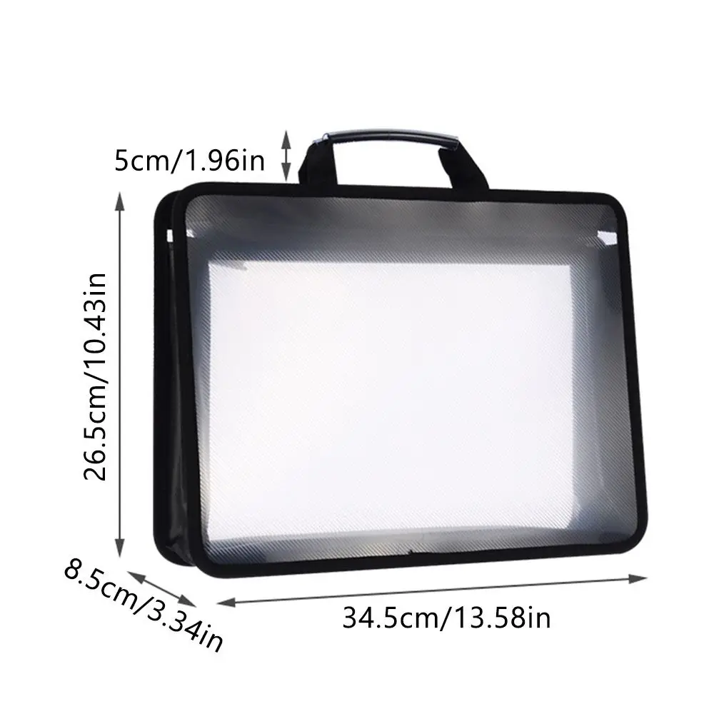 Portable PP A4 File Folder Transparent Large Capacity Tutoring Bag Handheld Book Test Paper Storage Bag Gift